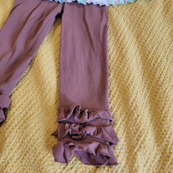 Tara Collection Matching Set Girls Boutique size 3T Ruffle Pants With Top Brown - Picture 4 of 5